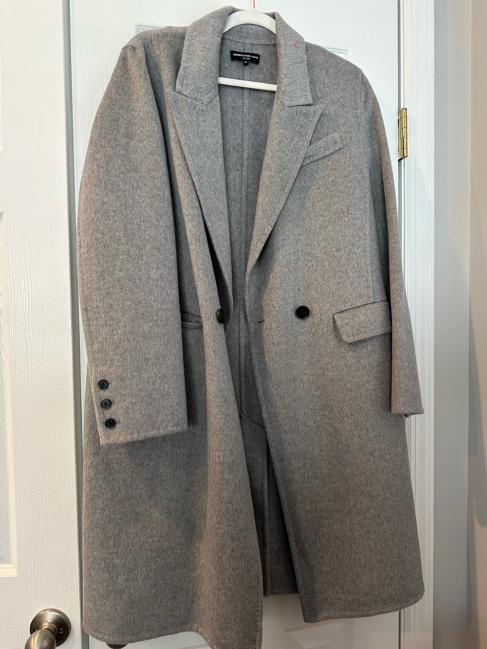 Generation Love Gray Double-Breasted Wool-Blend Trench Coat - Picture 2 of 4